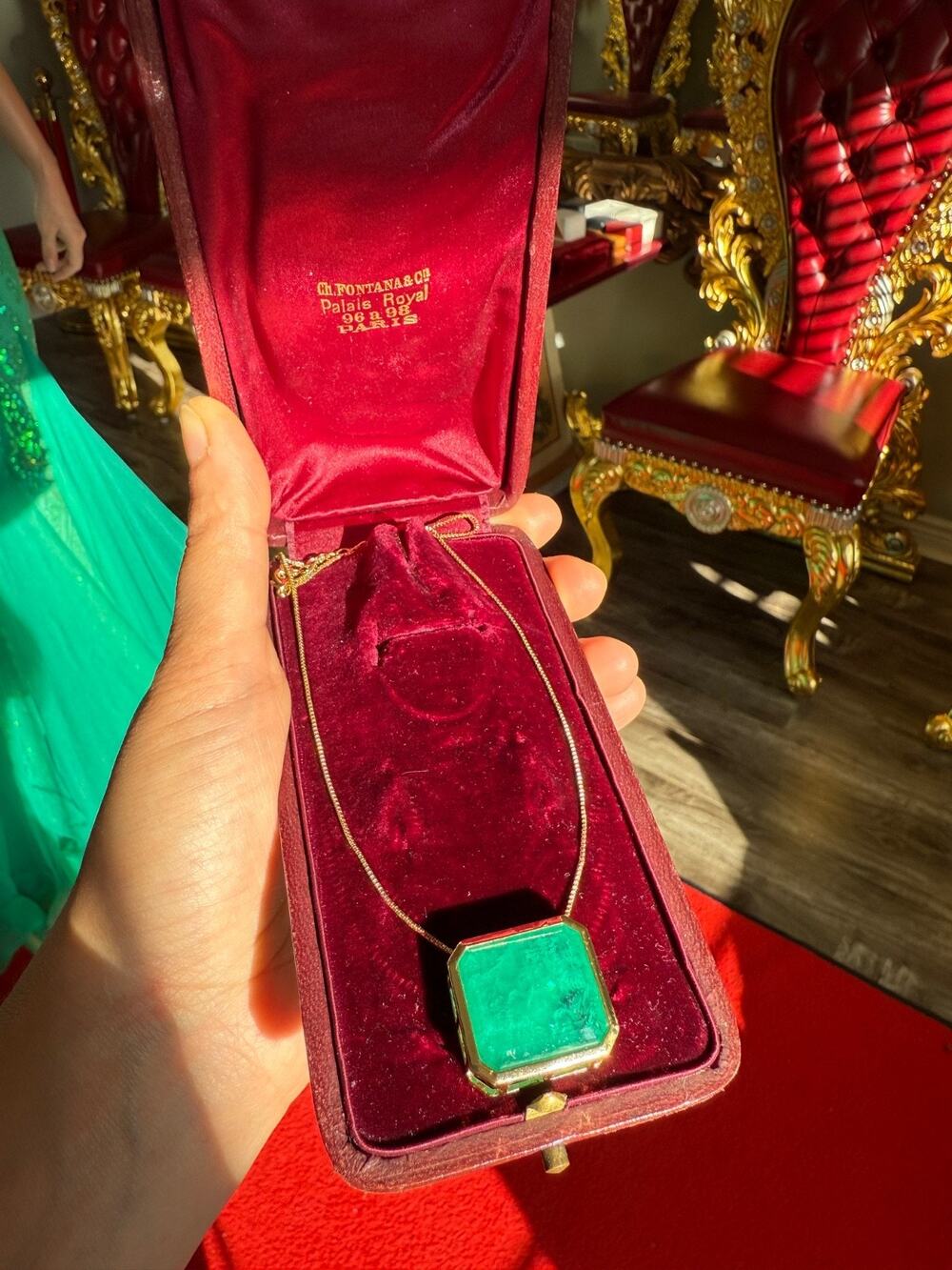 Star of Hollywood™ Colombian Emerald Doublet Necklace – 24K Gold Plated 50 Carat